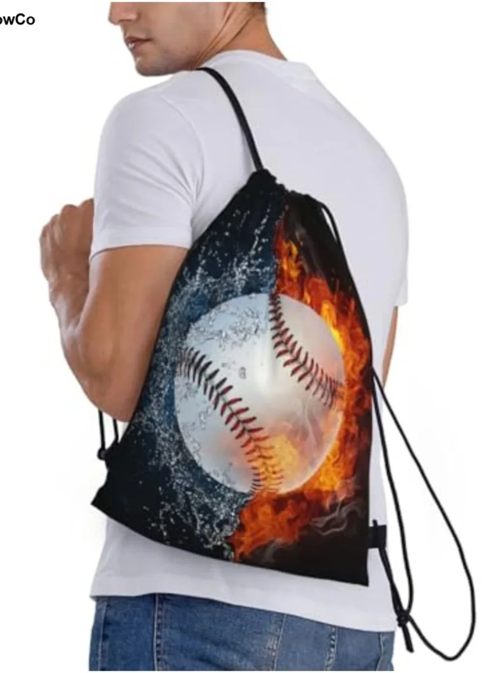 Sports Drawstring Backpack Water-Resistant Polyester Gym Bag